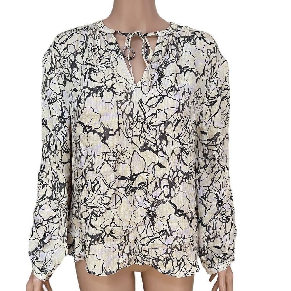 Nordstrom Signature silk blend floral print blouse size XS oversized NWOT